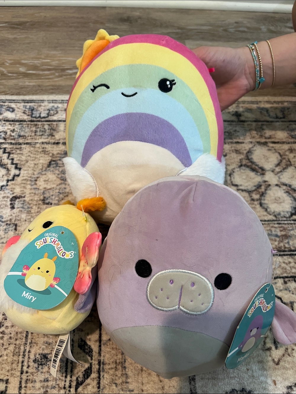 Squishmallows Pastel Rainbow & Sea Animal Plush Trio. Miry & Marius have tags